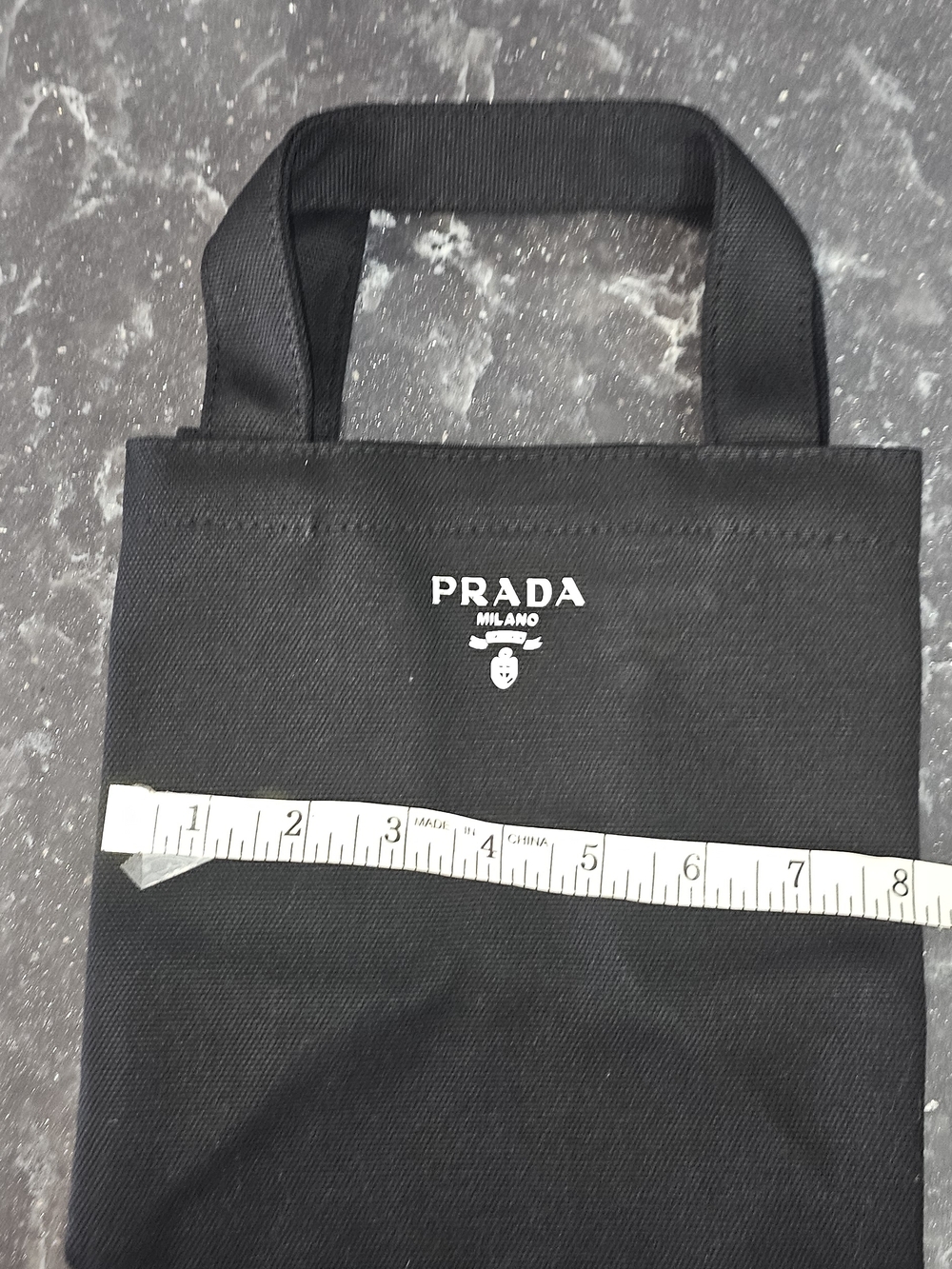 Prada Black Mini Tote with White Logo New No Tags Never Used - Picture 5 of 8